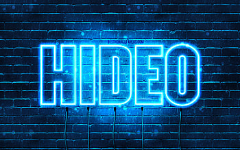 Happy Birtay Hideo, , blue neon lights, Hideo name, creative, Hideo Happy Birtay, Hideo Birtay, popular japanese male names, with Hideo name, Hideo HD wallpaper
