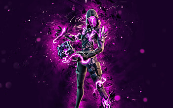 Cube Assassin, , violet neon lights, Fortnite Battle Royale, Fortnite characters, Cube Assassin Skin, Fortnite, Cube Assassin Fortnite HD wallpaper