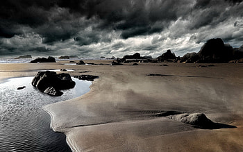 Nature, Sky, Sea, Sand, Mainly Cloudy, Overcast HD wallpaper