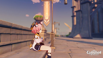 Kätzlein Cocktail, pink hair, church, cat girl, Diona (Genshin Impact), video game, Genshin Impact HD wallpaper