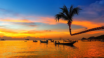 Beautiful sunset, Koh Tao beach, Windows 10 spotlight, Serene scenery HD wallpaper