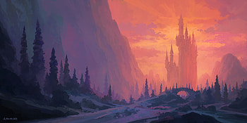 Enchanted Fantasy Castle at Sunset, fantasy, castle HD wallpaper