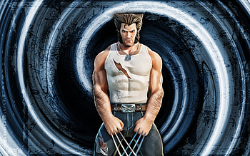 Logan, blue grunge background, Fortnite Battle Royale, Fortnite characters, vortex, Hugh Jackman, Logan Skin, Fortnite, Logan Fortnite HD wallpaper