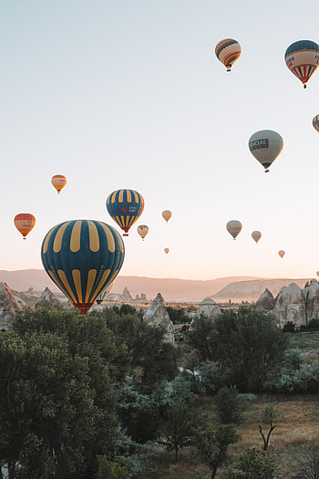 Sky, Mountains, Balloons, Rocks, Miscellanea, Miscellaneous, Fly, To Fly HD phone wallpaper