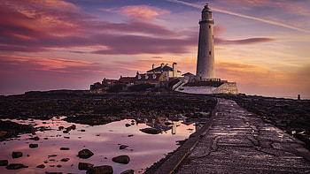 St Mary's Island, Lighthouses HD wallpaper