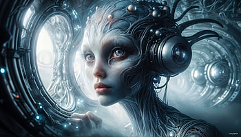 Alien girl, sci-fi character, AI Art HD wallpaper