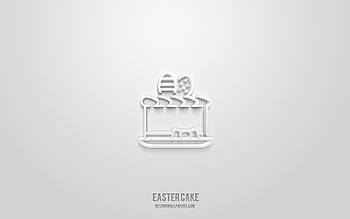 Easter cake 3d icon, white background, 3d symbols, Easter cake, Easter icons, 3d icons, Easter cake sign, Easter 3d icons HD wallpaper