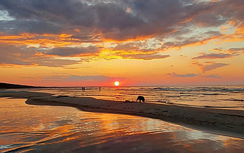 Sunset in Latvia, sea, clouds, Latvia, beach, sunset HD wallpaper