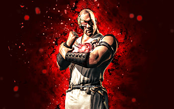 Classic Kano, , red neon lights, Mortal Kombat Mobile, fighting games, MK Mobile, creative, Mortal Kombat, Classic Kano Mortal Kombat HD wallpaper