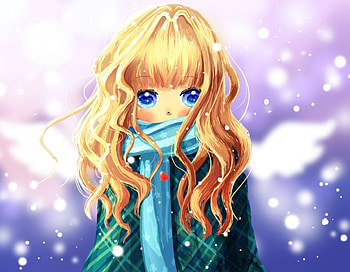 Snow Angel, aNgel, fantasy, art, snow HD wallpaper