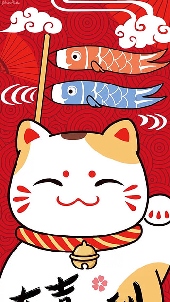 Japanese Lucky Cat, Neko Illustrations, Japanese Culture, Artistic Cat Depictions HD phone wallpaper