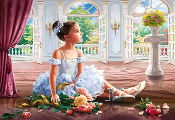 Sunday Ballet, window, room, digital, art, girl, flowers HD wallpaper