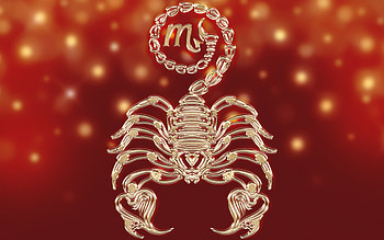 Zodiac ~ Scorpio, scorpio, zodiac, fantasy, red, golden HD wallpaper
