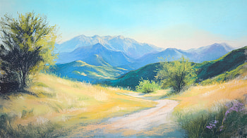 **Pastel Serenity: A Ultra Landscape**, artistic, soft pastel, landscape, mountain, nature HD wallpaper