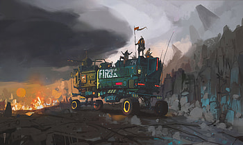 Scifi Truck Mining Field, scifi, artist, artwork, digital-art, deviantart HD wallpaper