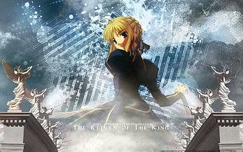The return of the King, king arthur, holy grail war, saber, excalibur, anime, return, fight, fate stay night HD wallpaper