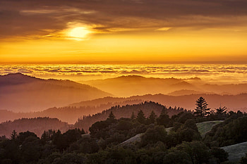 Sunset on the Santa Cruz Mountains, California, nature, mountains, usa, sunset HD wallpaper