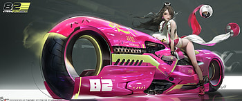 Rider, bike, girl, women, fantasy, cg HD wallpaper