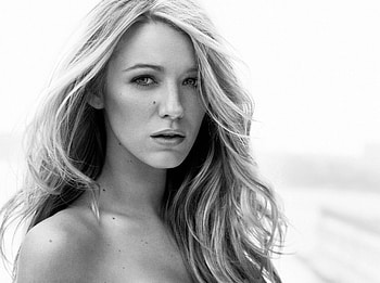 Blake Lively, white, black, bw, girl, actress, woman HD wallpaper