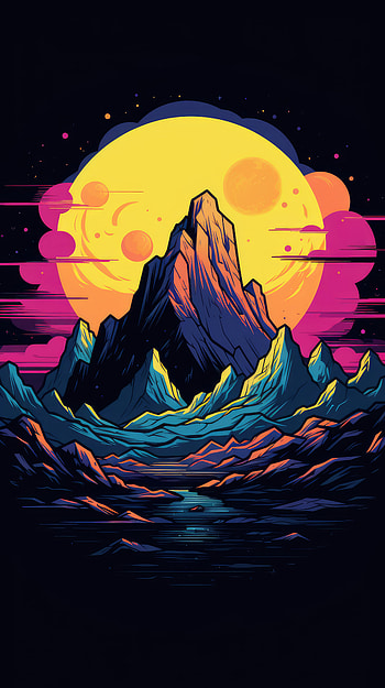 Colorful Dark Mountain, colorful, black, nature, mountain HD phone wallpaper