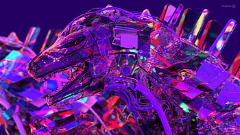 Chiptos X Zilla Sideview Robot Ultra Mechs - Holographic NFT Background Glassy HD wallpaper