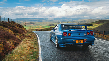 Country road, Nissan Skyline R34 HD wallpaper