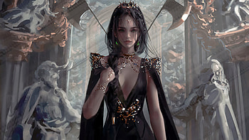 Queen In Black Dress , queen, black-dress, artist, artwork, digital-art, artstation HD wallpaper