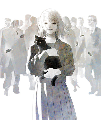 Anime, Art, Cat, Crowd, Animeshka HD phone wallpaper