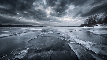 Serene Frozen Lake with Clouds -, frozen lake, cloud HD wallpaper