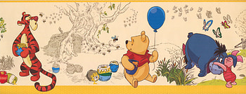 York Wallcoverings tiger, Winnie the Pooh, Eeyore and Piglet HD wallpaper
