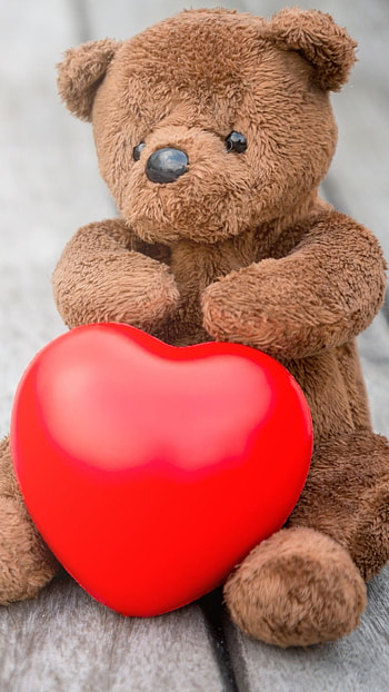 Teddy Bear Love, Heart Balloon HD phone wallpaper