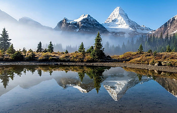Pond-Reflection, Nature, Reflection, Pond, mountain HD wallpaper