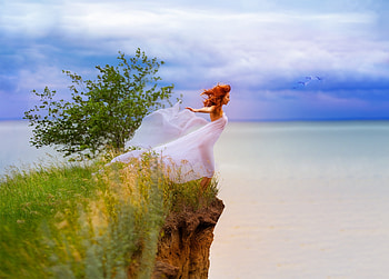 The Fall, women, redhead, cliff, Fall HD wallpaper