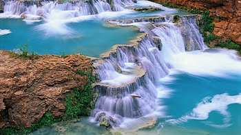 waterfall, river, natur, mountains HD wallpaper