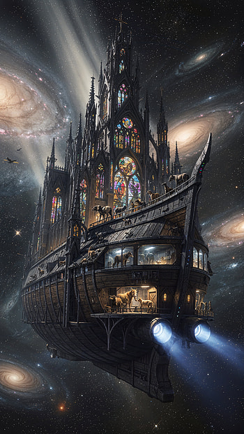 Spaceship, Cathedral HD phone wallpaper