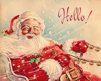 Vintage Santa, holly, hello, christmas, santa HD wallpaper