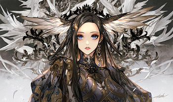 Blue eyes girl, anime, queen, original HD wallpaper