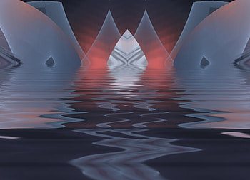 Floating, digital art, fractal, reflection, water HD wallpaper