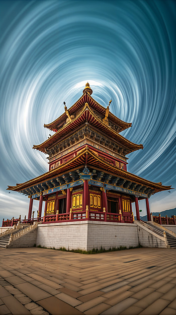 Serene Temple: A Stunning , temple, architecture, traditional, landscape HD phone wallpaper
