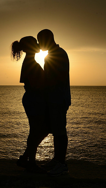 romantic kiss, Passionate love, Intense connection, Hearts on fire HD phone wallpaper