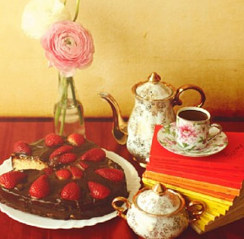 Spring coffee & strawberry cxake, still life, strawberries, coffee, spring, cake HD wallpaper