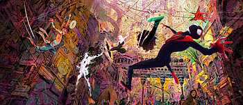 Vibrant Spider-Man Action Scene, movie, Spider-Man: Across the Spider-Verse, spider man, animation, Comic HD wallpaper