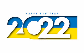 Happy New Year 2022 Ukraine, white background, Ukraine 2022, Ukraine 2022 New Year, 2022 concepts, Ukraine, Flag of Ukraine HD wallpaper