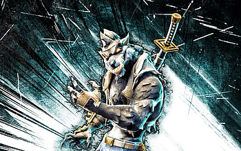 Dire, grunge art, Fortnite Battle Royale, Fortnite characters, blue abstract rays, Dire Skin, Fortnite, Dire Fortnite HD wallpaper