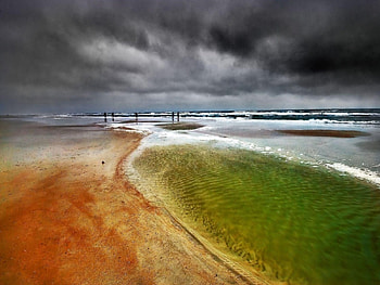 St Aug Beach Clouds, clouds, beach HD wallpaper