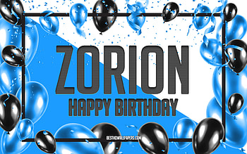 Happy Birtay Zorion, Birtay Balloons Background, Zorion, with names, Zorion Happy Birtay, Blue Balloons Birtay Background, Zorion Birtay HD wallpaper