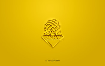 FK Jerv, creative 3D logo, yellow background, Eliteserien, 3d emblem, Norwegian football club, Norway, 3d art, football, FK Jerv 3d logo HD wallpaper