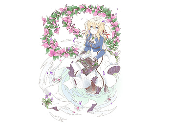 Typerwriter, anime girl, violet evergarden HD wallpaper
