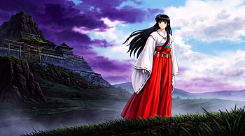 Inuyasha - Kikyo priestess in fantasy anime feudal japan temple, Anime Girl, Kikyô (InuYasha) HD wallpaper