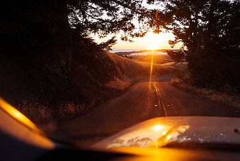 Nature, Sunset, Road, Car, Machine, Sunlight HD wallpaper